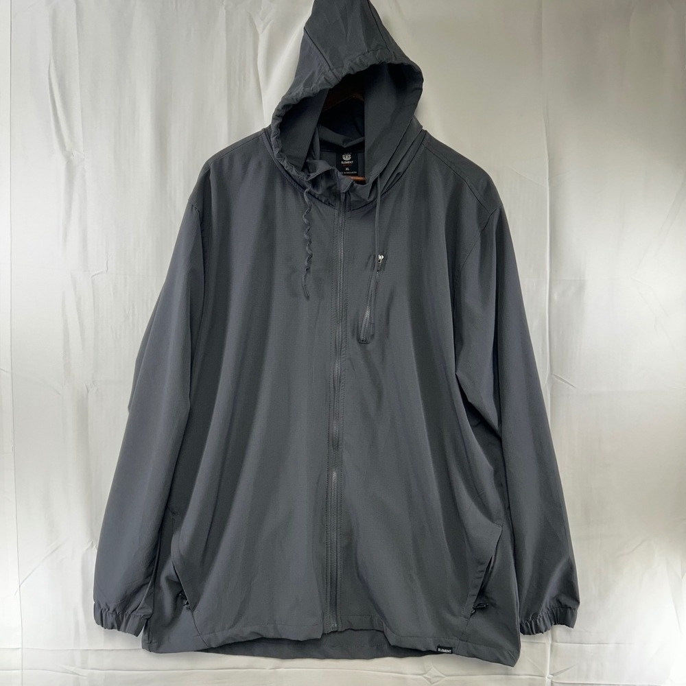 Element‎ Active Windbreaker Jacket Mens XL Gray Full Zip Hooded Ripstop